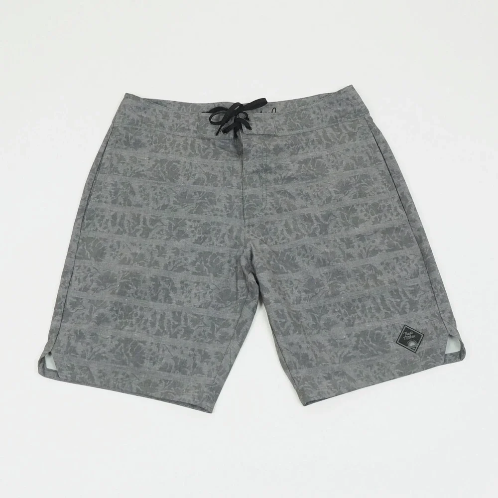 New Travis Mathew Board Shorts Mens 32 Gray AOP Print Surf Swim Swimsuit Beach